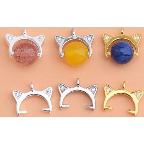 925 sterling silver clip bead accessory zircon kitten single pendant without beads handmade diy material accessories