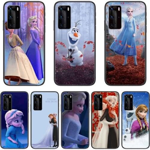 Disney Frozen Princess Elsa Anna Phone Case For Huawei P 40 30 20 10 9 8 Lite E Pro Plus Black Etui Coque Painting Hoesjes comi