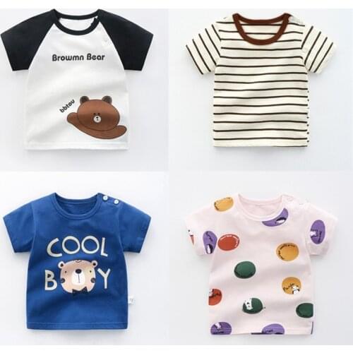 Childrens Clothing 2021 Summer New Arrival Baby Top Basic Shirt 100% Cotton Kids Boys Girls Short-sleeve T-shirt