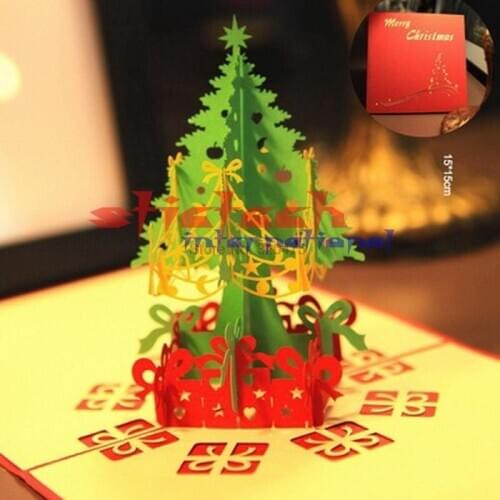 By dhl or ems 200pcs Merry Christmas Tree Greeting Cards Postcards Thanksgiving Card Merry Christmas Gifts