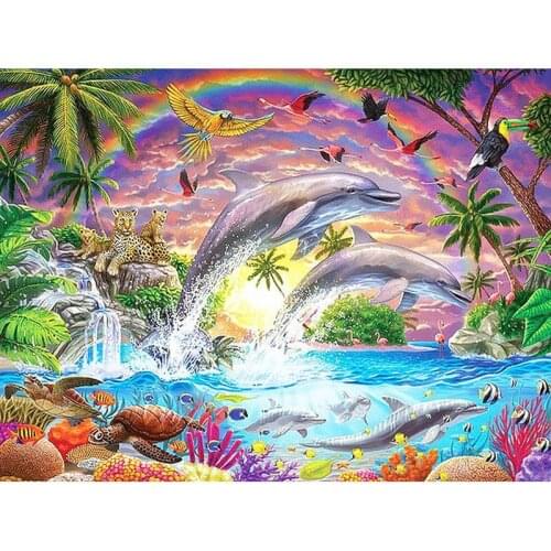 Gatyztory Frame Dolphin DIY Painting By Numbers Animals Handpainted Oil Painting Canvas Colouring Modern Home Art