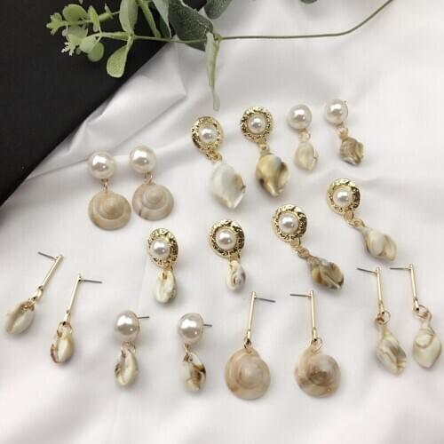 Earrings personalized pearl shell simple and versatile fashion temperament popular show face thin net red same style