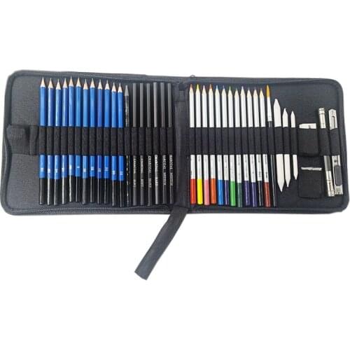 41Pcs Watercolor Pencils Art Nylon Box Pencil 12 Colors lapis de cor Professional Pencils For Sketching Drawing School Supplies