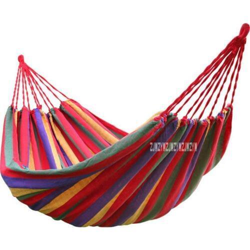 Camping Single Double Persons Hammock Outdoor Travel Canvas Swing Bed Indoor Home Portable Hunting Hanging Bed Binding String