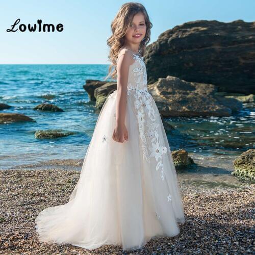 Pretty Lace Flower Girl Dresses For Weddings Primera Comunion Girls Party Communion Dress Vestido Daminha 2018
