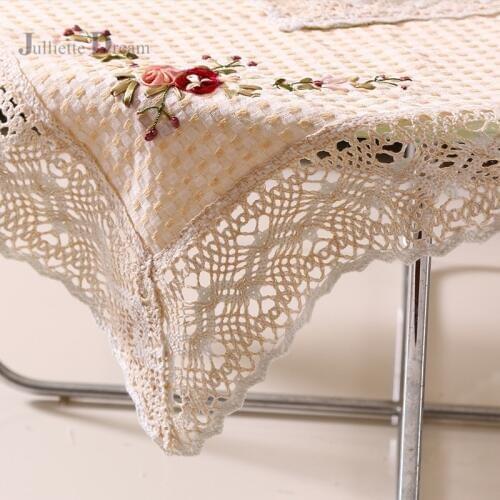 Hot lace tablecloth Embrodiery floral round tablecloth dinning table cover home wedding decorative Cotton table cloth linen sale