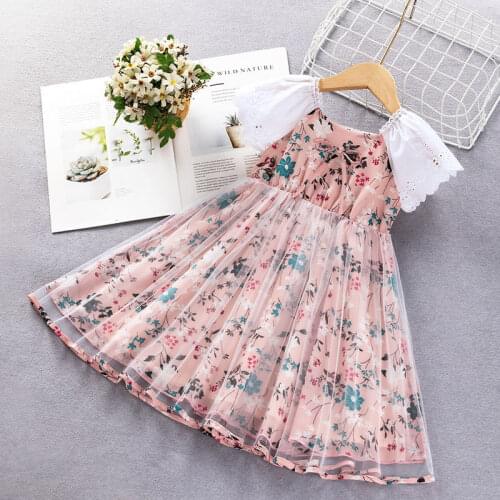 Girls Lace Dress 2021 printing Kids Dresses For Girl Princess Dress Bow Children Clothing little Girl Dress Casual Wear Infantil