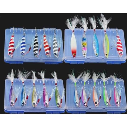 LEDIAO 5Pcs/set Fishing Lures Artificial Jia Bait 7g 12g 17g 22g Jigs Bass Tuna Lures Fishing Saltwater Tackle Tools With Box