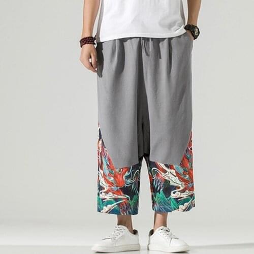 M-5Xl Plus Size 2020 Chinese Pants Man Hippie Pants Men Wide Leg Mens Fitness Taichi Kung Fu Pants Kimonos Trousers 10916