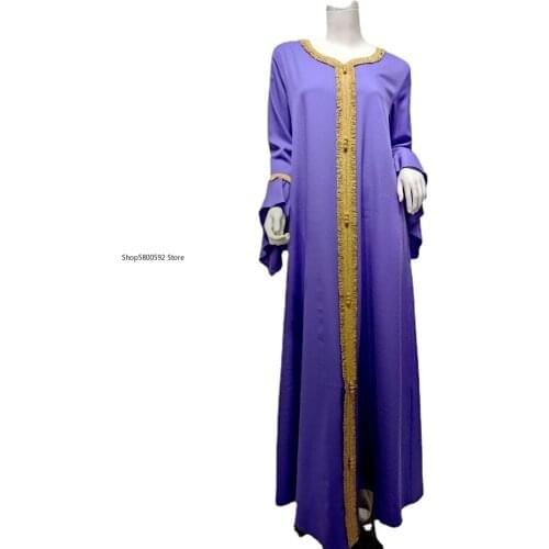 Muslim Fashion Ruffle Sleeve Jalabiya Eid 2021 Kaftan Dress Abayas For Women Dubai Moroccan Arabic Turkish Clothes Golden Lace