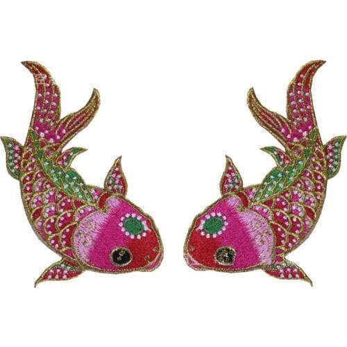 National Carp Fish Embroidered Patches Stripes For Clothing Sew On DIY Patches Applique Stickers Clothes Sew Badges Patchwork