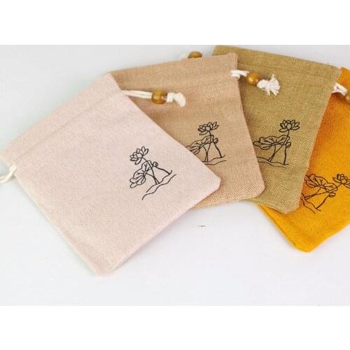 10pcs Linen Drawstring Gift Bag 11x14cm Charms Jewelry Packaging Linen Pouch Multi Color
