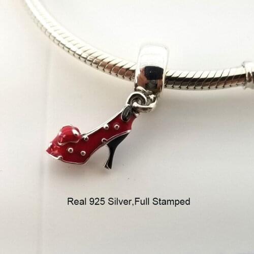 Real 925 Silver Dangles Shoe Charms Fits Original Bracelets Necklaces Bangles Beads Femme Jewelry DIY Making Gifts
