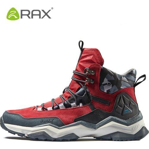 RAX Mens Waterproof Hiking Shoes Genuine Leather Mountain Hiking Boots Men Breathable Trekking Shoes Outdoor Man Climbing Shoes