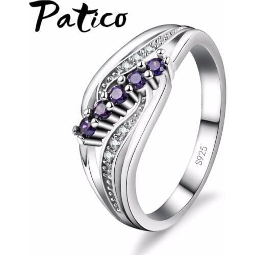 Luxuriant Bohemia Style Attractive Design Jewelry Purple AAA Crystal 925 Sterling Silver Ring Wholesale Free Shipping