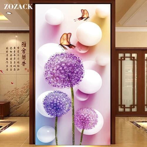 Needlework,Cross-stitch kits for embroidery Counting cross Dandelion and butterfly patterns print canva chinese Cross Stitch Set
