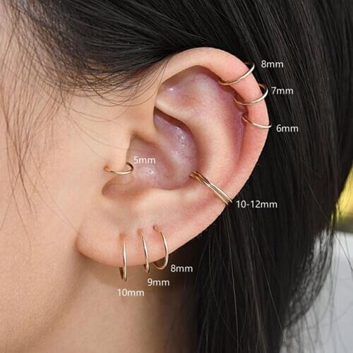 Domino Handmade Small Gold Filled Hoop Earrings Minimalist for Earlobe Cartilage Helix Nose Tragus Piercing Everyday Wear