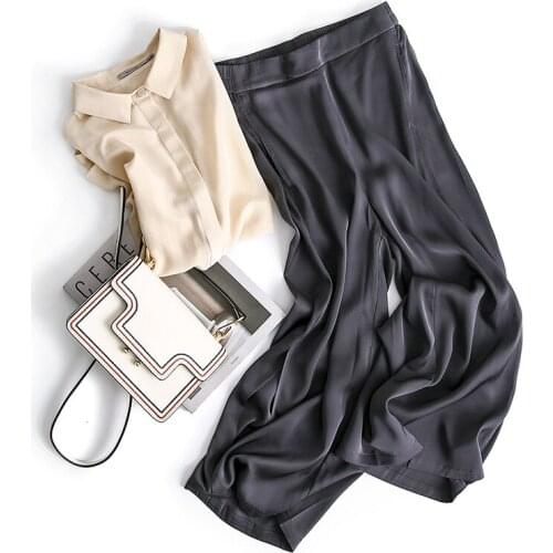 Silk Pants for Women Wide Leg Pants Female Korean Fashion High Waist Trousers Plus Size 4xl Summer 2021 Pantalon Femme Pph4715