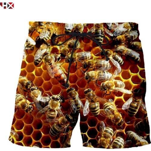 Men Shorts Little Bee Funny Honey 3D Print Shorts Men/Women Streetwear Harajuku Style Summer Sale Shorts S226