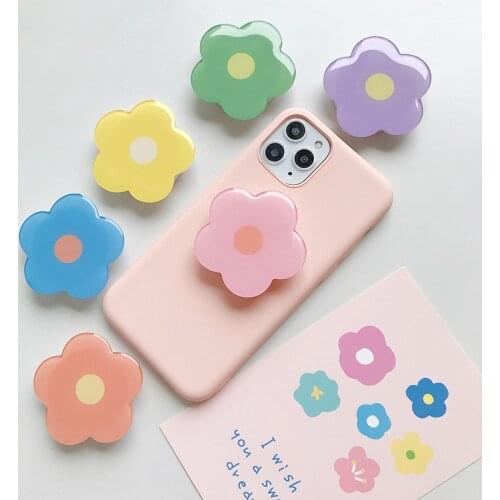 Fold Flower Phone Holder Kawaii Korean Griptok Finger Ring Grip Support Telephone For iPhone Samsung Huawei Phone Socket Mount