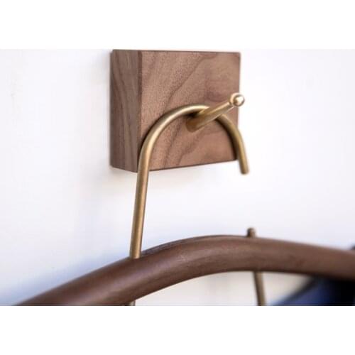 Nordic Style Copper Beech Wood Black Walnut Wooden Art Design Robe Hook Home Storage Cloth Racks For Bedroom Livingroom Hallway