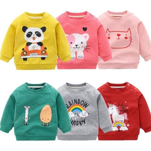 Hoodies & Sweatshirts New Baby Boys Girls Long Sleeved Clothes Kids Cartoon Animal Tops Autumn Winter Warm Outing Sweaters