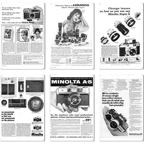 Camera Vintage Tin Sign Metal Wall Decor Metal Poster Plaque Man Cave Club Living Room Home Decor Wall Stickers Iron Painting