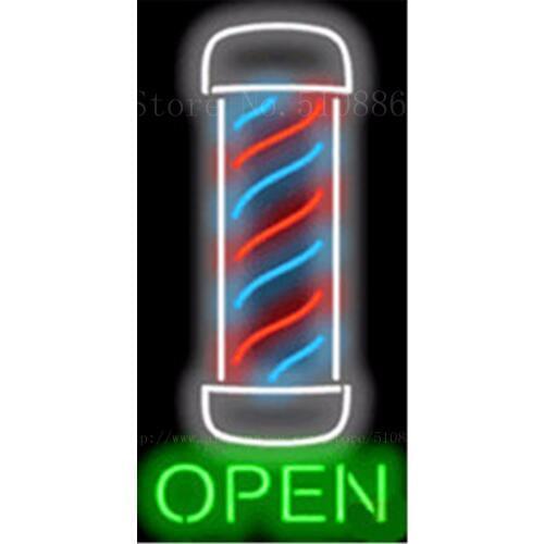 Barber Pole OPEN vertical Businese Tube Neon sign Beer Club Handcrafted signs Shop Store Business Signboard Signage 17"x14"