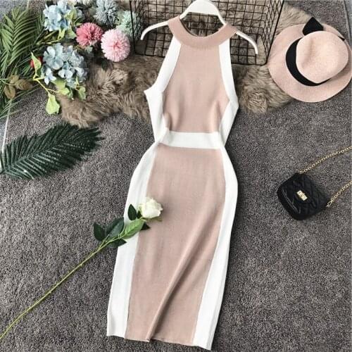 WEIHAOBANG 2021 New Summer Womens Sexy Spaghetti Strap Dress Ladys Sleeveless High Waist Slim Dress Female Knitting Dresses