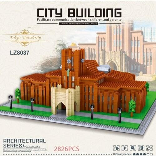 Japan International famous school architecture nanobrick University of Tokyo micro diamond block model building brick toy