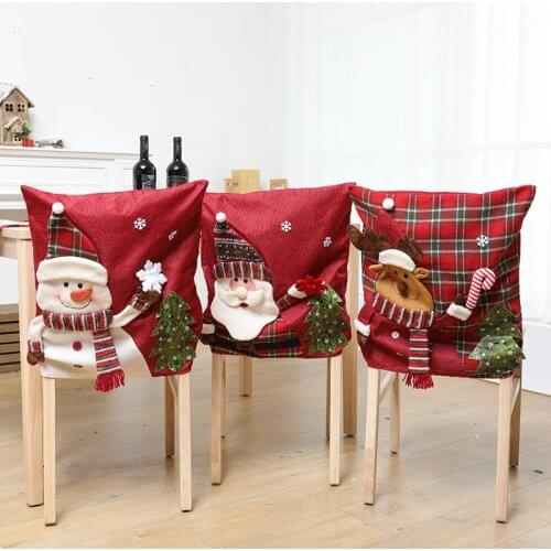 1PC Christmas Chair Covers Santa Claus Chair Back Cover Christmas Dinner Table Decoration New Year Party Supplies Xmas Ornament