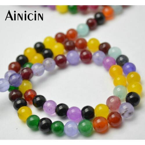 10pcs High Quality 6~10mm Colorful Stone Round Beads Fashion Jewelry Making Materials