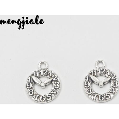 18pcs/lot Antique Silver Metal Clock Charms Pendant for Necklace Bracelet Jewelry Making Finding 18*15mm