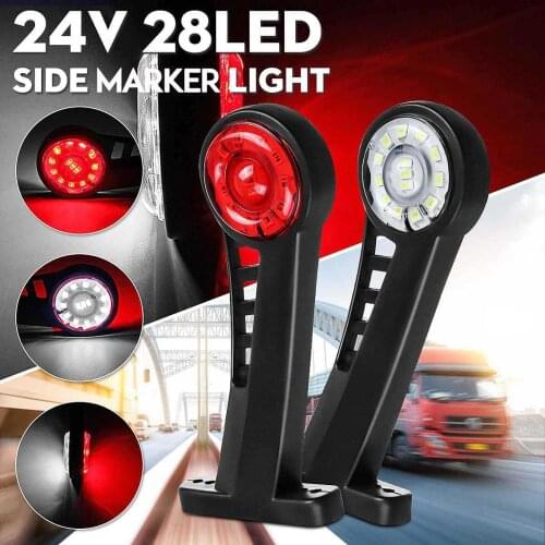 2PCS 28 LED 24V Car Side Marker Lights for Auto Truck Lorry Camion Lamps Red White Truck Accessories Bus Signal Lamps