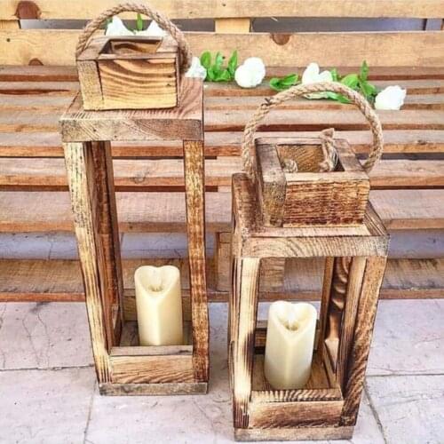 2 pcs Wooden Lantern Decorative Candle Holder for Home and Office Decor Custom Design Handmade Romantic Ambience