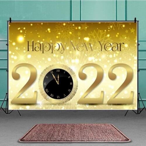2022 New Year Party Backdrops Golden Clock Fireworks Christmas Eve Photography Background Photophone Photozone Studio Props