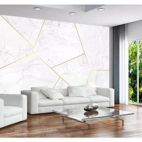 8D Papel Mural Gold Line Texture Geometry Marble 3d Stone Wallpaper Mural 3D Wall paper Photo Murals for Bedroom Sofa Background