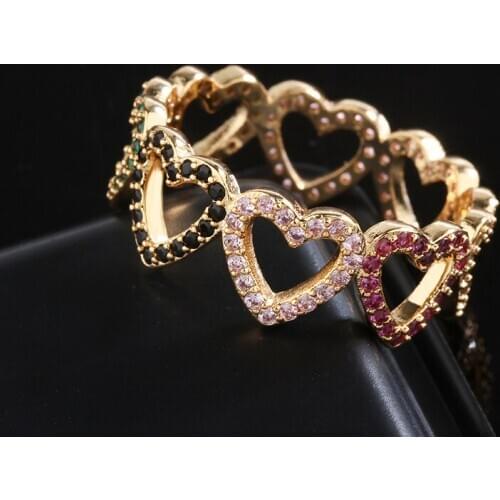 5pcs/lot Most Popular Design Rainbow Cubic Zirconia Heart Rings