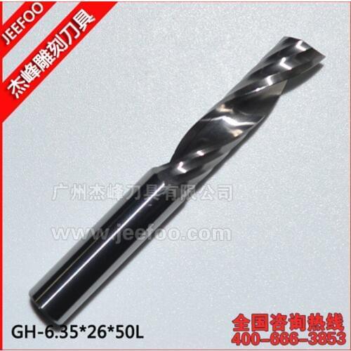 6.35*26*50L Single Flute Engraving CNC Router Bits Router Tool for Wood Cutting/Milling, 2d Carbide Endmill Cutter Tool