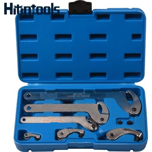 6pcs Adjustable Wrench Tool Kit 35-120mm Hook And Pin Jaw Wrench Spanner C Spanner Tool Set For Locking Nut
