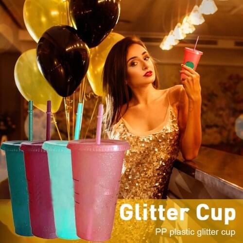 700ml Straw Cup With Lid With Logo Water Bottle Reusable Drinking Cups Plastic Tumbler Cold Coffee Mug Outdoor Christmas Party