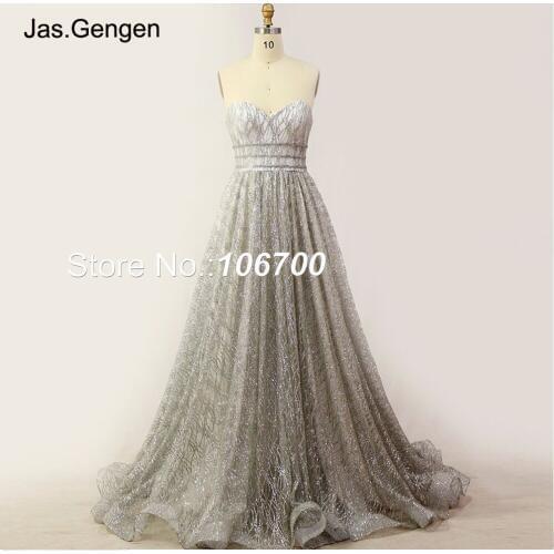 Vestidos de fiesta longue 2018 Sweetheart Glitter Fabric Prom Dresses Big Bottom Ball Gown Bridal Evening Gowns 1121