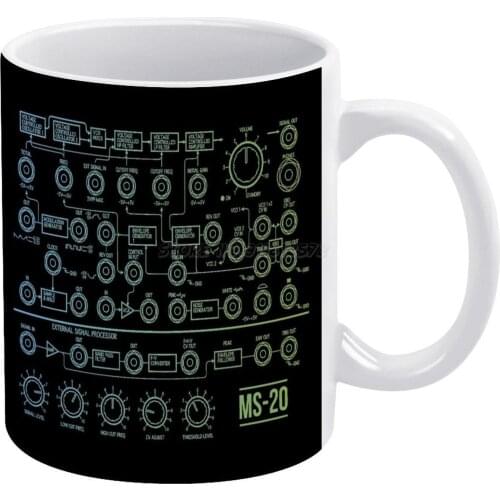 MS-20 White Mug White Ceramic Tea Cup Birthday Gift Milk Cups and Mugs Synth Synthesizer Synthesiser Electronic Modular Techno E