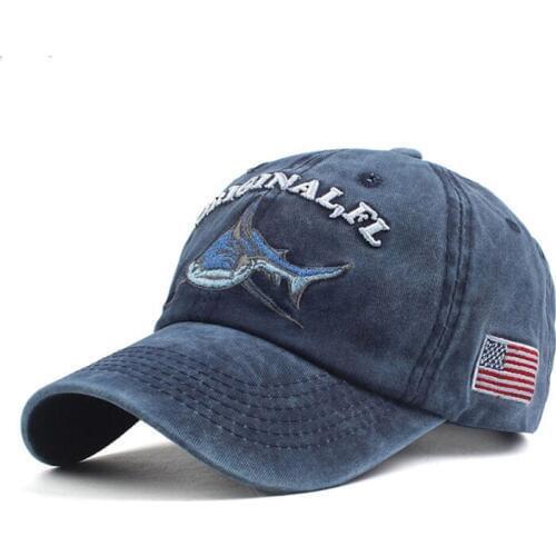 Fashion Washed Cotton Shark Pattern Baseball Cap Women Men Embroidered Letter Snapback Caps Unisex Casual Summer Sun Hats CP0258