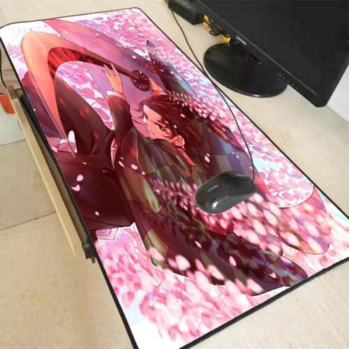 XGZ Anime Kimetsu No Yaiba Pink Flower Large Gaming MousePad Lock Edge Mouse Mat Keyboard Mat Desk Mat for Notebook Laptop Gamer
