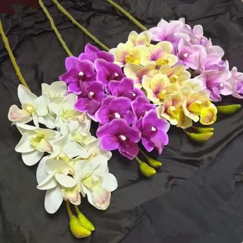 2pcs Artificial Latex Cymbidium Orchid Flowers Real Touch Good Quality Phalaenopsis Butterfly Orchids for Floral Decoration