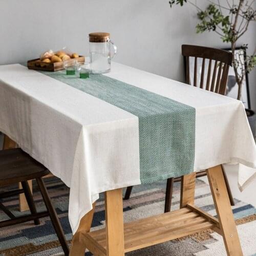 Decorative Polyester And Linen Blended Tablecloth Thick Rectangular Wedding Dining Table Cover Tea Cloth