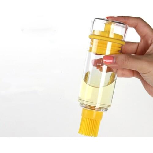 Dual purpose BBQ Grill Silicone Oil Bottle Dispenser With Brush Kitchen Heat Resisting Portable Baking Pastry Cooking Tool