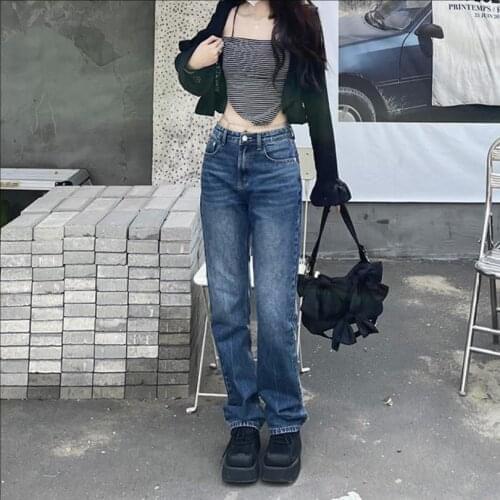 Wide-Leg Jeans High Street Denim Jeans Women Loose Femme Streetwear Harajuku Stretch Trousers Mom Pants