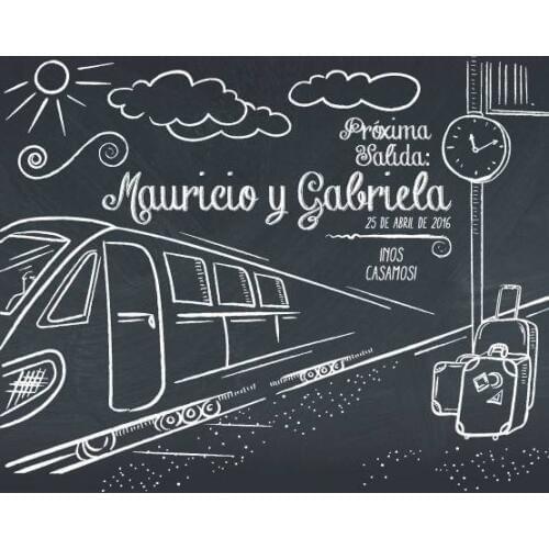 Custom PHOTOCALL PIZARRA TREN PARA BODAS Y FIESTAS Black Board Platform Train background wedding photo backdrop